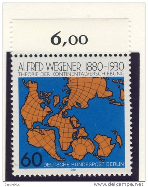 1980 Germany Berlin Complete MNH Alfred Wegener Set Of 1 Stamp  Michel # 616 - Unused Stamps