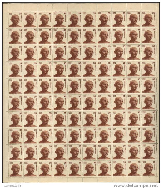 INDIA  1980  MAHATMA GANDHI 35 (P)  FOLDED FULL SHEET Cat Value  275 Pounds #  26772 SL  Indien Inde - Mahatma Gandhi