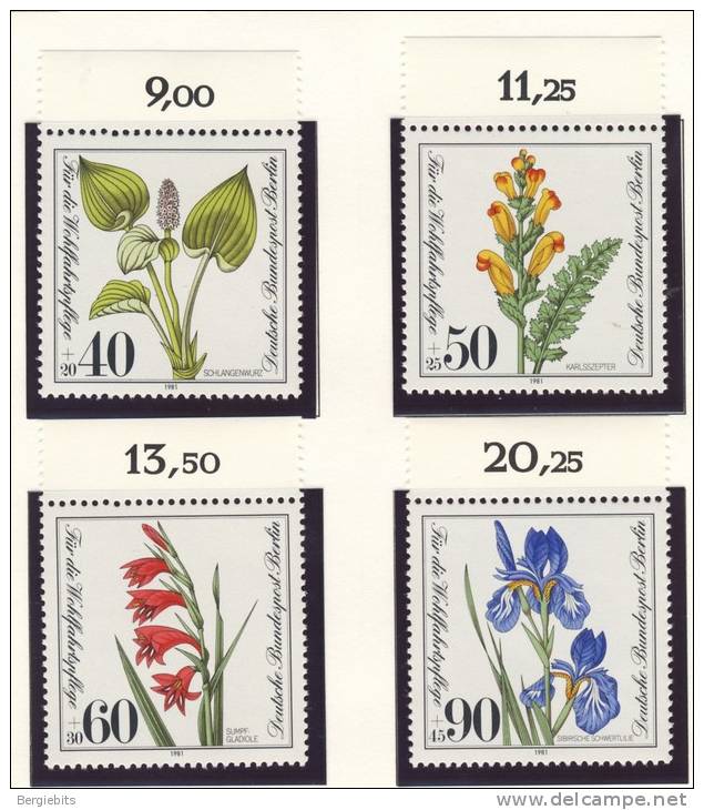 1981 Germany Berlin Complete MNH Flowers Set Of 4 Stamps  Michel # 650-653 - Unused Stamps