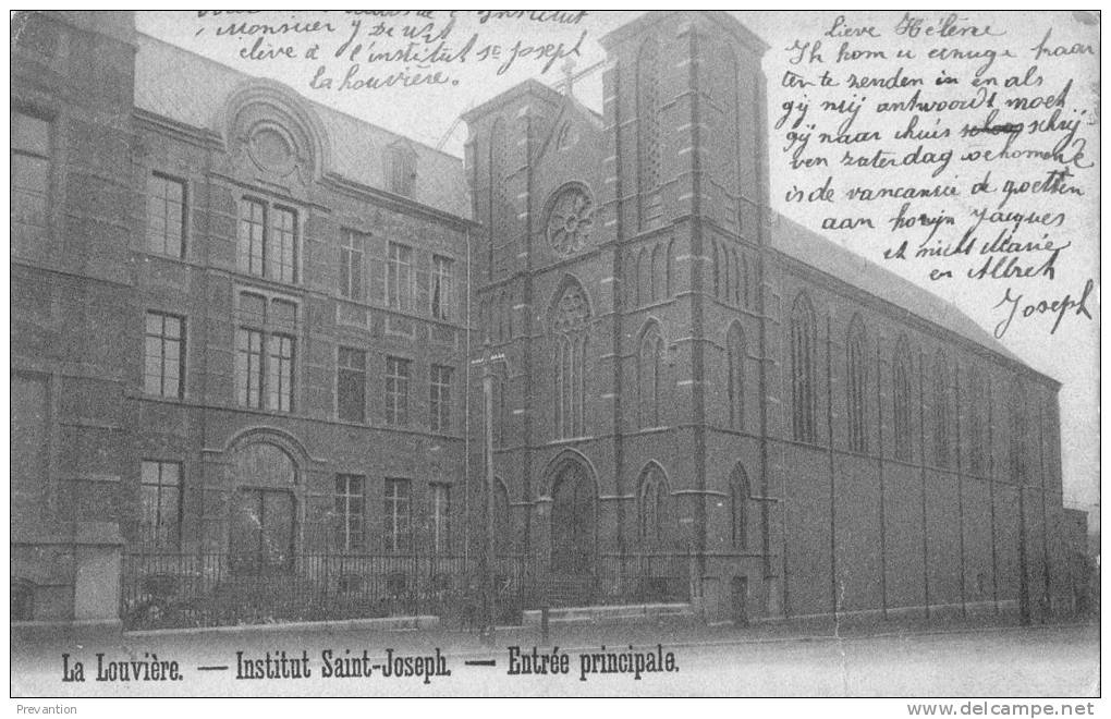 LA LOUVIERE -  Institut Saint-Joseph - Entrée Principale - Superbe Carte Circulée 1902 - La Louvière