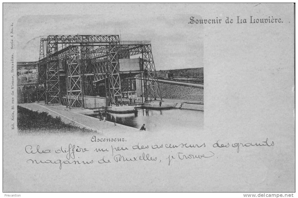Souvenir De LA LOUVIERE -  Ascenseur  - Superbe Carte Circulée 1909 - La Louvière