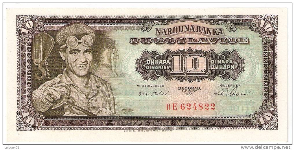 Yugoslavia 10 Dinara 1965. UNC P-78 - Yougoslavie