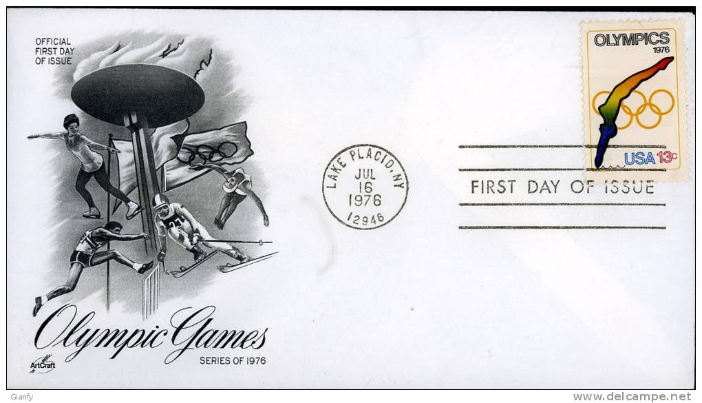 OLIMPIADE INVERNALE USA LAKE PLACID 1976 FDC NUOTO SWIMMING - Invierno 1980: Lake Placid