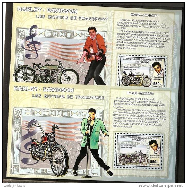 Congo Zaïre 2006 4 BF ** Musique, Elvis Presley, Harley - Davidson, Motos, Guitare, Chanteur, Motocyclettes - Mint/hinged