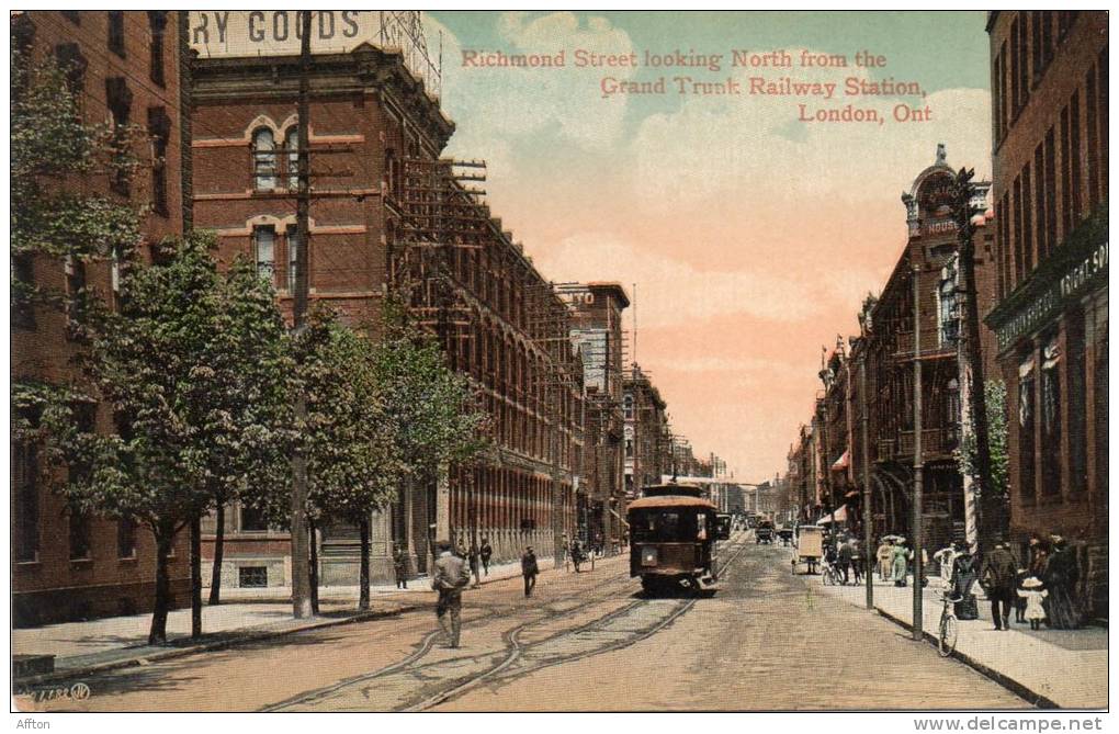 London Ont Richmond St Tram 1905 Postcard - London
