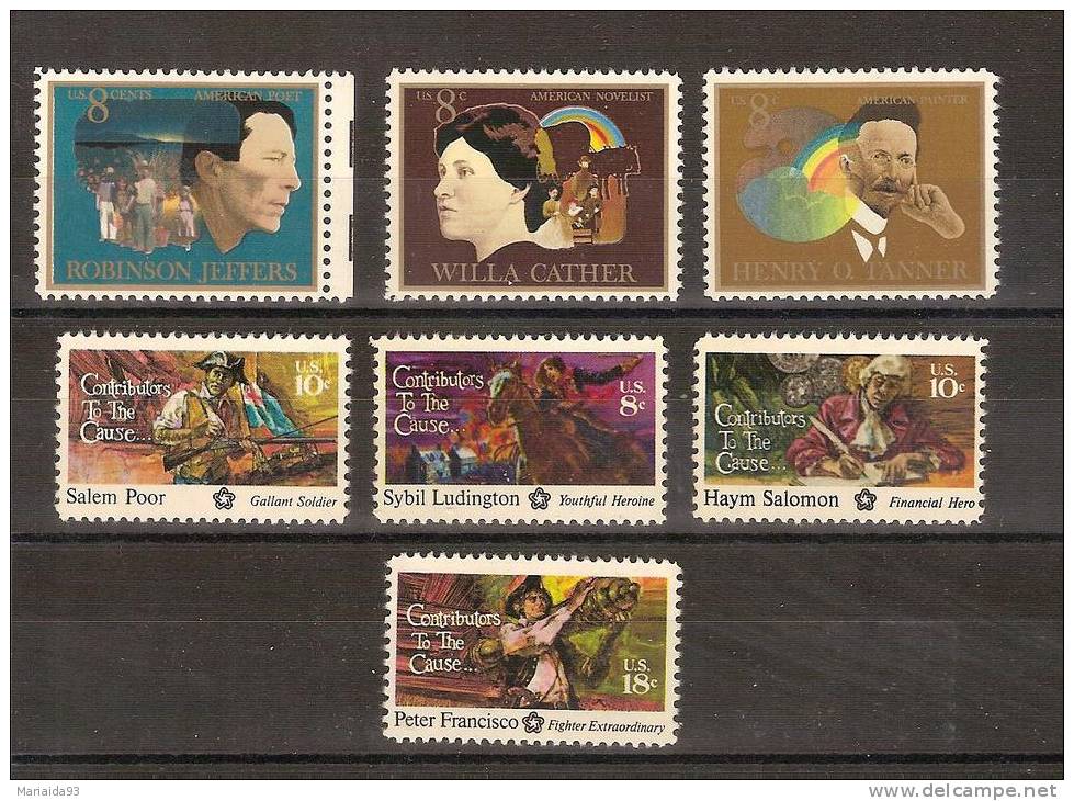 USA - LOT DE 7 TIMBRES NEUFS - JEFFERS - CATHER - O TANNER - WAR - Andere & Zonder Classificatie
