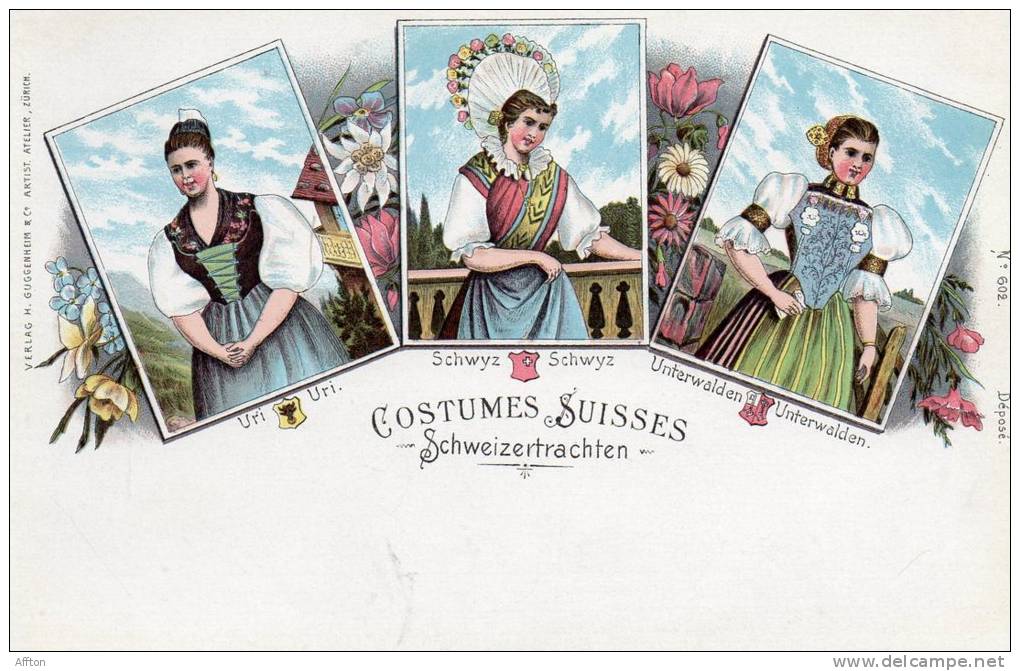 Costumes Suisses Switzerland 1898 Uri & Schwyz & Unterwalden Postcard - Non Classificati