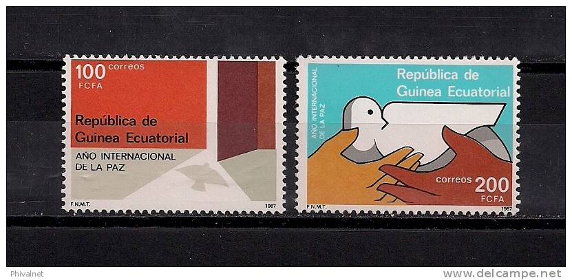 GUINEA ECUATORIAL 1987, EDIFIL 92/93**, AÑO INTERNACIONAL DE LA PAZ - Guinea Equatoriale