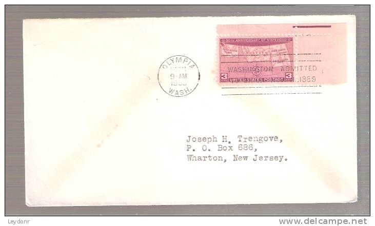 FDC 50th Anniversary Of Statehood ... Postmarked Olympia, Washington 1939 - 1851-1940