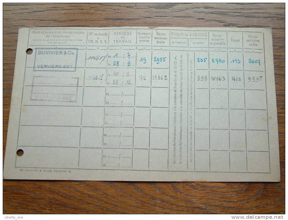 Carte De Securité Sociale LOUSBERG René - Limbourg / 1946 ( Voir Détails Photo ) ! - Andere & Zonder Classificatie