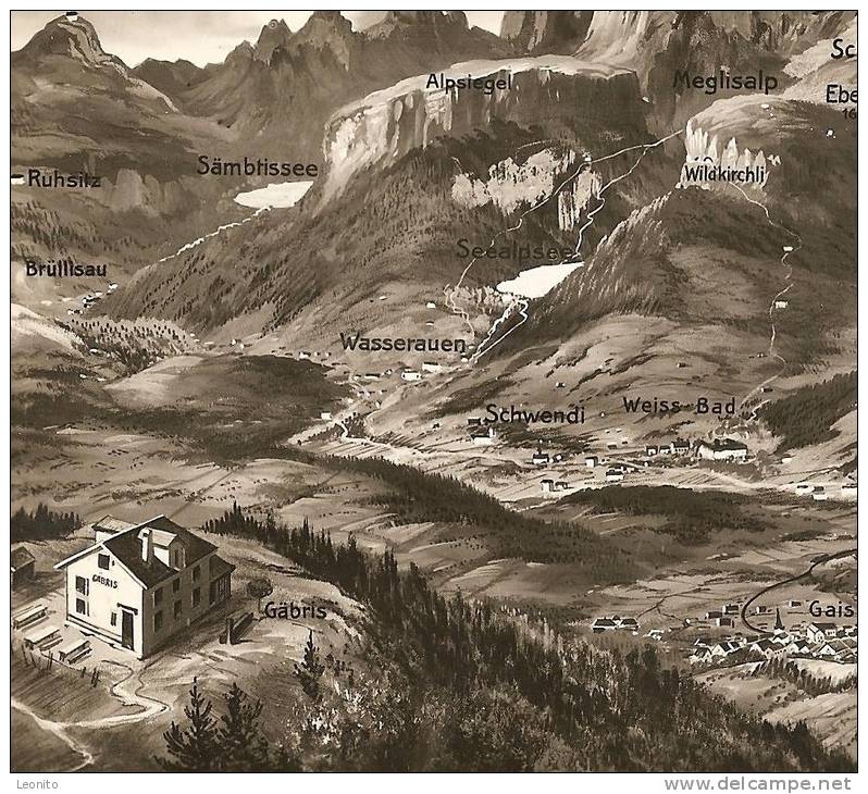 GÄBRIS Gais Steinegg Appenzell Ruhsitz Wasserauen Urnäsch Leuenfall Krätzerli Ebenalp ...ca. 1950 - Gais