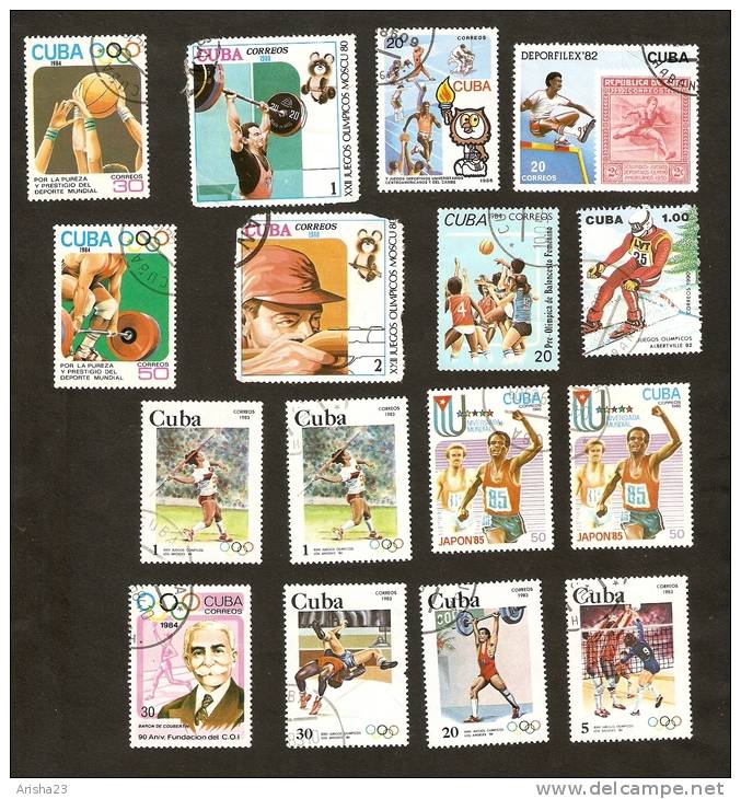 Bc6. Cuba LOT Set Of 16 - SPORT 1982 1983 1980 Moscow 1985 1986 1990 Olympic Games Albertville 92 1984 Basketball - Usati