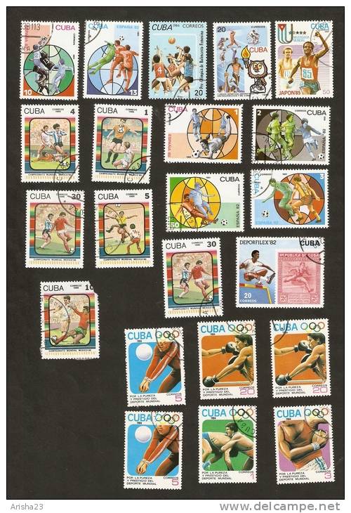 Bc6. Cuba LOT Set Of 22 - SPORT 1981 Football Spain 1986 Mexico 1982 1984 Basketball Olympic Games 1985 - Gebruikt