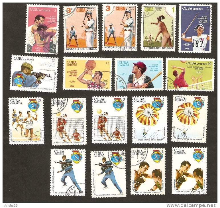 Bc18. Cuba LOT Set Of 18 - SPORT 1977 - 1974 History Of Baseball Etc. Sports - Usados