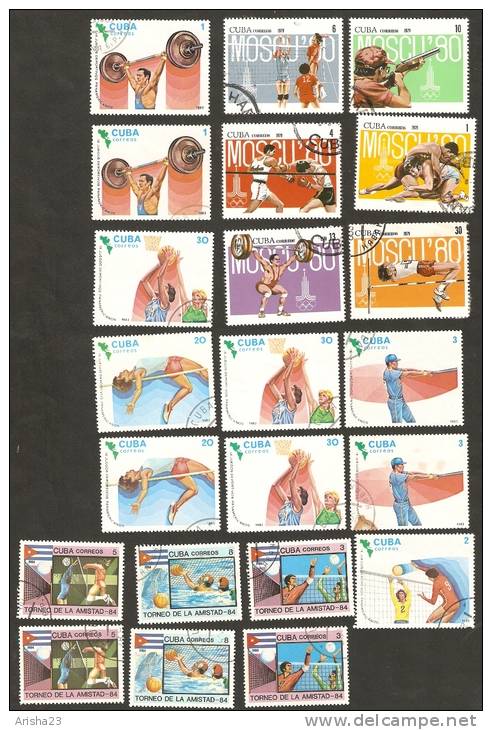 Bc18. Cuba LOT Set Of 22 - SPORT 1979 Olympic Games Moscow ' 80 1984 1983 - Used Stamps