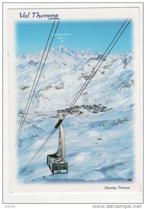 CP VAL THORENS, LA STATION ET LE TELEPHERIQUE DE LA CIME CARON FACE AU MONT BLANC, VALLEE DES BELLEVILLE, SAVOIE 73 - Val Thorens