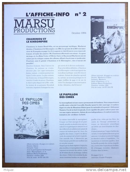 POSTER SUPPLEMENT - MARSUPILAMI - BATEM (CHAMINOU - SAIVE) - Plakate & Offsets