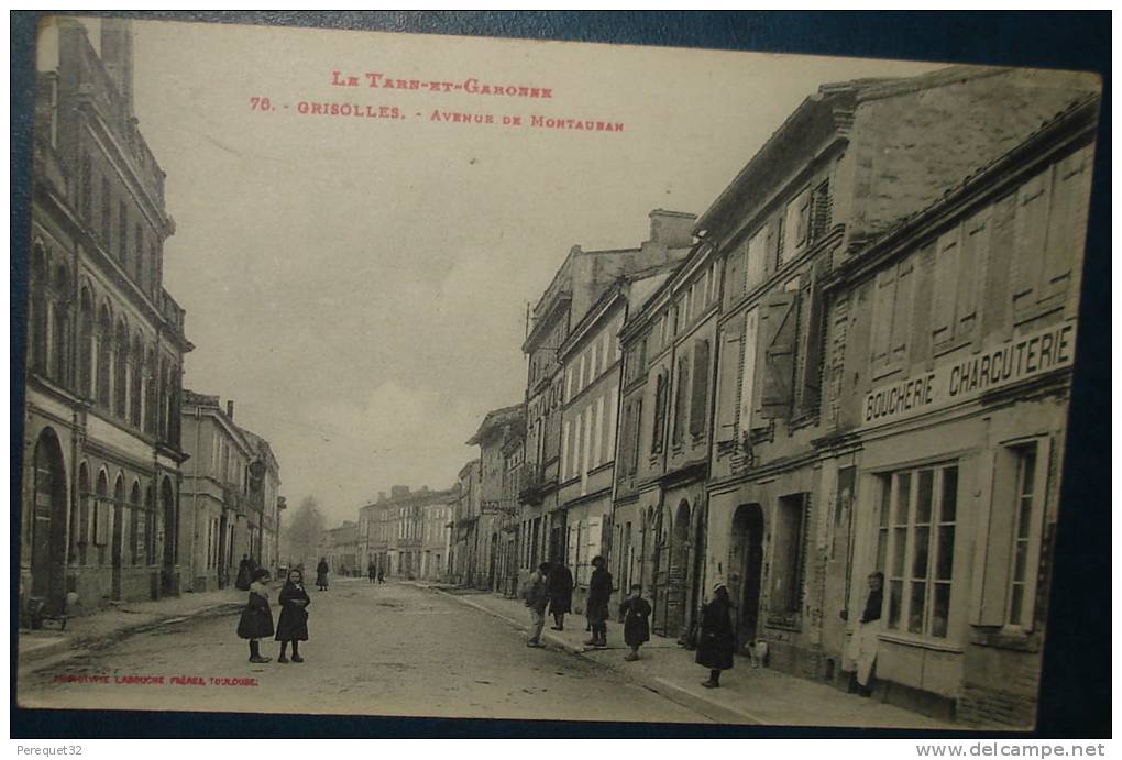 GRISOLLES.Avenue De Montauban.Cpa,voyagé,be,animée,boucherie Charcuterie - Grisolles