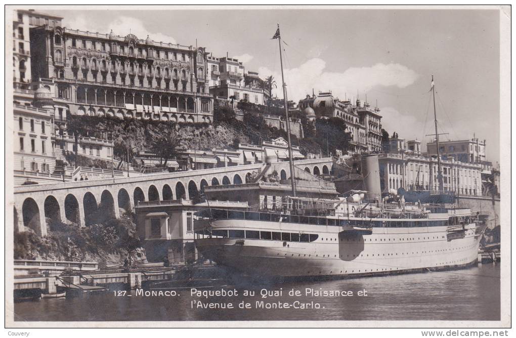 CPA MONACO, Paquebot Au Quai De Plaisance Et Av. De Monte-Carlo.( 1933 ) - Autres & Non Classés