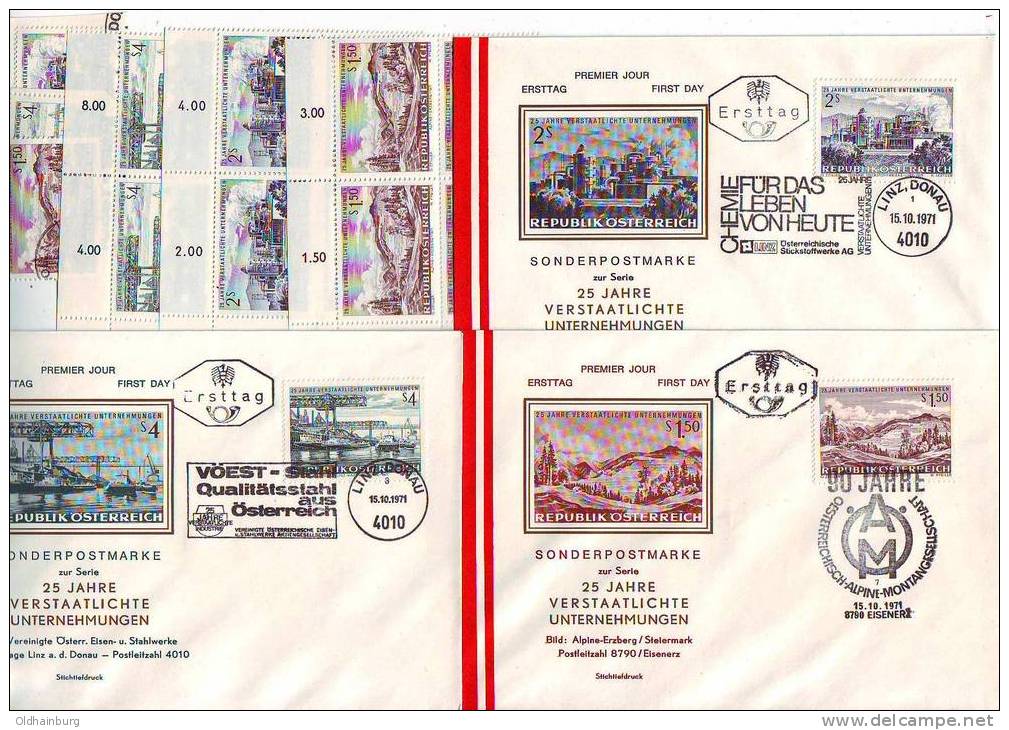 1003g: Verstaatlichte Eisen- & Stahlindustrie Österreich 1971 Vierer-**,o,FDCs - Sonstige & Ohne Zuordnung