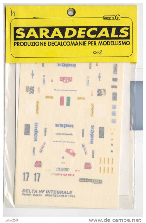 DECALS LANCIA DELTA INTEGRALE MONTECARLO 1994 Verini Dassù Scala 1/43 - Transfer