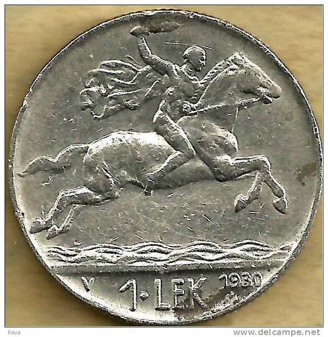 ALBANIA 1 LEK MAN HORSE ANIMAL FRONT MAN HEAD BACK 1930 VF KM5 READ DESCRIPTION CAREFULLY !!! - Albanien