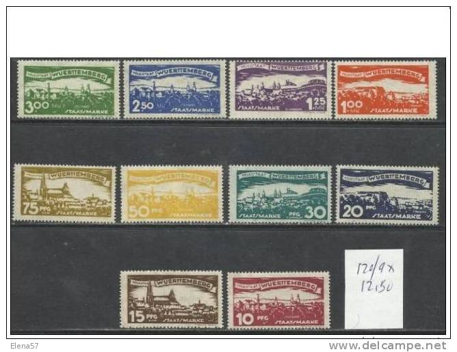 880-ALEMANIA SELLOS SERIE COMPLETA ESTADO DE WURTTEMBERG 1920 Nº 120/129.* 12,00€  2693-ALEMANIA SELLOS SERIE COMPLETA - Mint