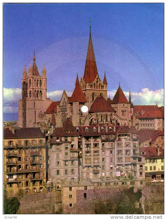 Carte Postale -Disque LA CATHEDRALE DE LAUSANNE  (SUISSE)(Vinyle 45 Tours) - Audiomaster S A MARTEREY - Classical