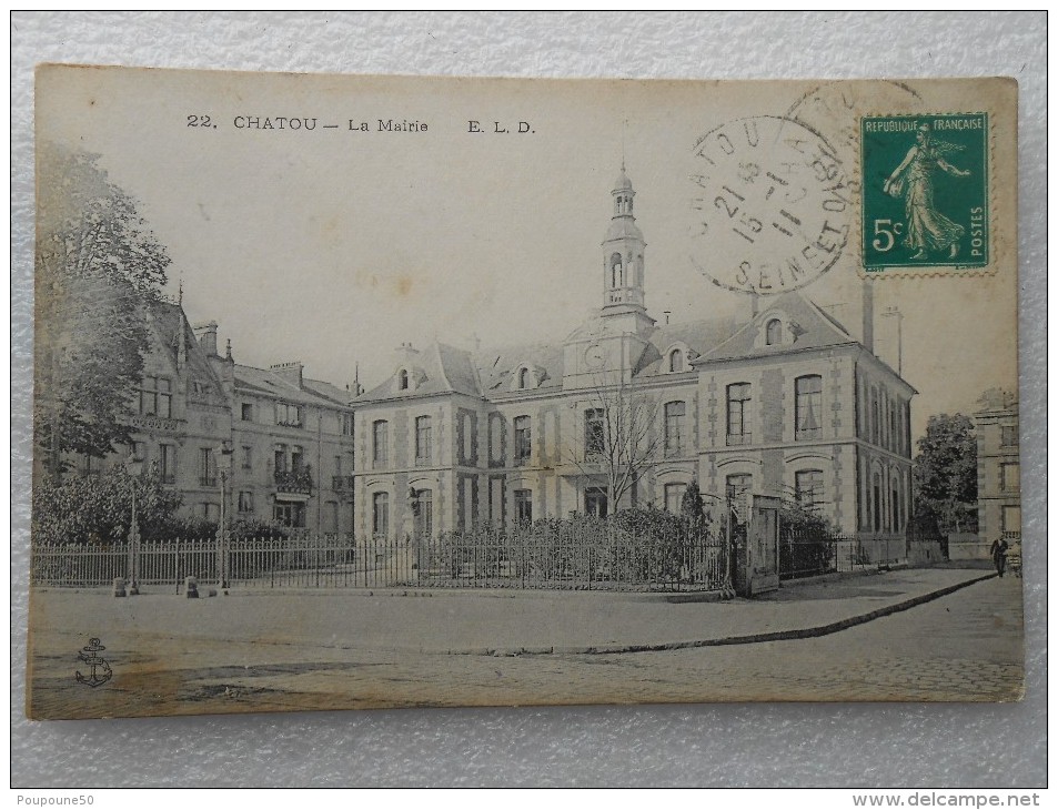 CPA 78 Yvelines CHATOU   -   La Mairie  En 1911   N: 22 Timbrée 1911 - Chatou