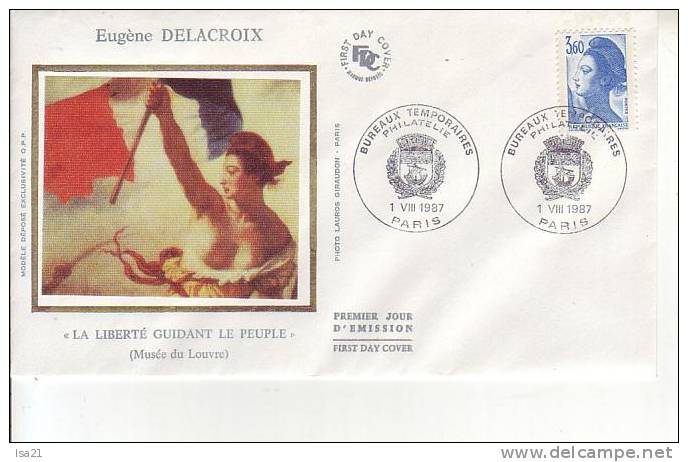 FRANCE Enveloppe Premier Jour FDC  1987 LA LIBERTE DELACROIX 3.60f - 1980-1989