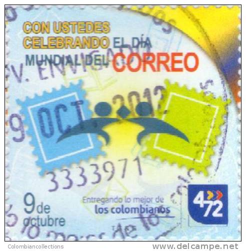 Lote PEP299, Colombia, Dia Mundial Del Correo, Sonrisas,  Postal, 2 Postcards, Unusual Stamp No Commercial Value - Colombia