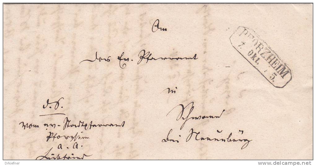Dienstsache, Brief Von Pforzheim Mit Stempel R2: PFORZHEIM 7. Okt. A 5, Nach Schwann über Neuenbürg, 1865 - Sonstige & Ohne Zuordnung