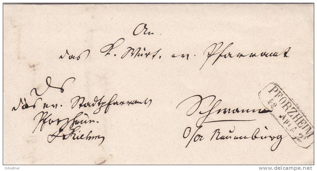 Dienstsache, Brief Von Pforzheim Mit Stempel R2: PFORZHEIM 22. Apr. A 2, Nach Schwann über Neuenbürg, 1865 - Autres & Non Classés