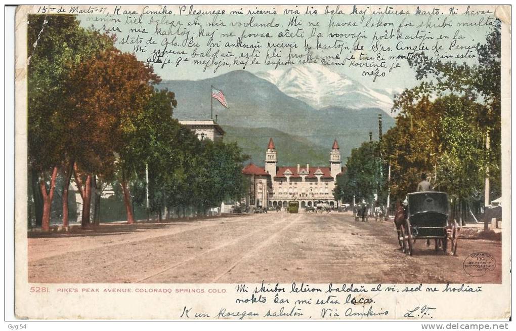 Post Card ,CPA 1906    U.S.A    Pike ´s Peak Avenue   Colorado Springs, - Colorado Springs