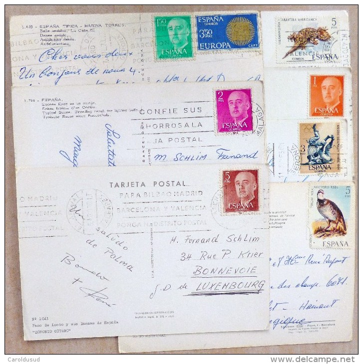 Lot 9x CPA ET CPSM ESPAGNE Spain Folklore Femme Couple Danse Flamenco VOIR PHOTOS ET TIMBRES - Verzamelingen & Kavels