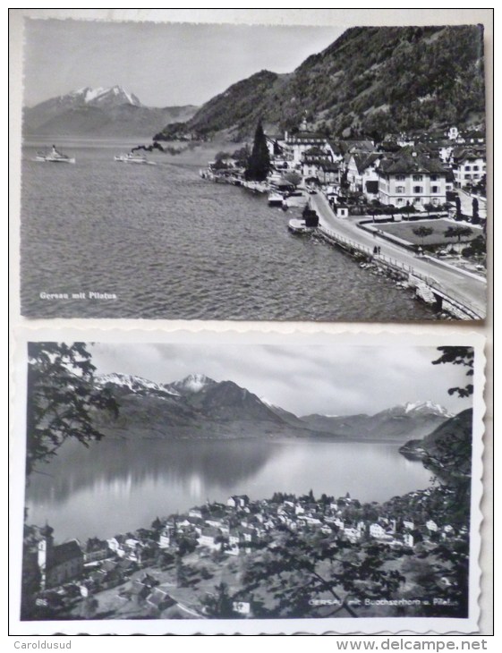 CPSM Lot 2x Suisse GERSAU Photo Buochserhorn U Pilatus Voyagé 1952 Timbre Cachet Poste - Buochs