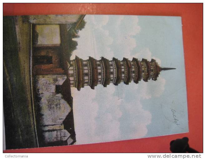 1 China Postcard -  Stamp   - Canton   Nine Stroy Pagoda ( In Red Printing ) VIA SIBERIA By EiFFE &amp; Co ( Transporter - Chine