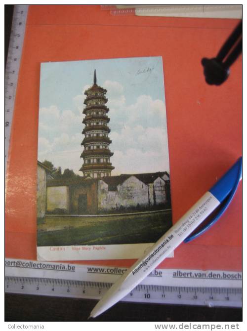 1 China Postcard -  Stamp   - Canton   Nine Stroy Pagoda ( In Red Printing ) VIA SIBERIA By EiFFE &amp; Co ( Transporter - Chine