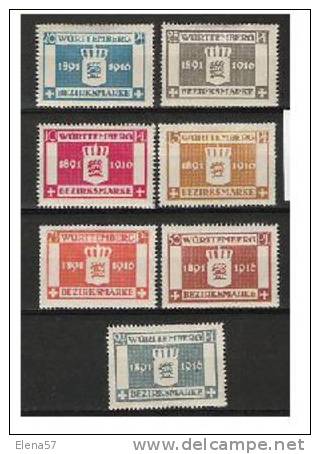 801-SERIE COMPLETA ALEMANIA WURTTEMBERG 1916 32,50€.ALEMANIA ANTIGUO ESTADO DE WURTTEMBERG SELLOS PARA LAS AUTORIDADES C - Nuovi