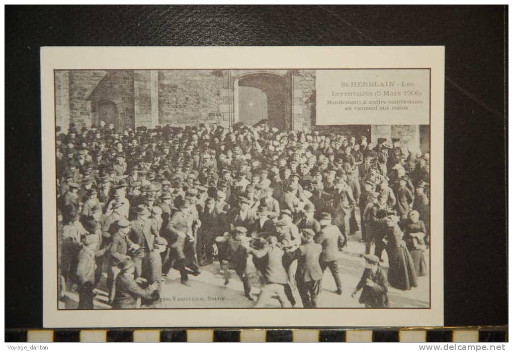 SAINT HERBLAIN LES INVENTAIRES 5 MARS 1906 MANIFESTANTS CONTRE MANIFESTANTS BAGARRE- PHOTOTYPIE VASSELIER - Saint Herblain