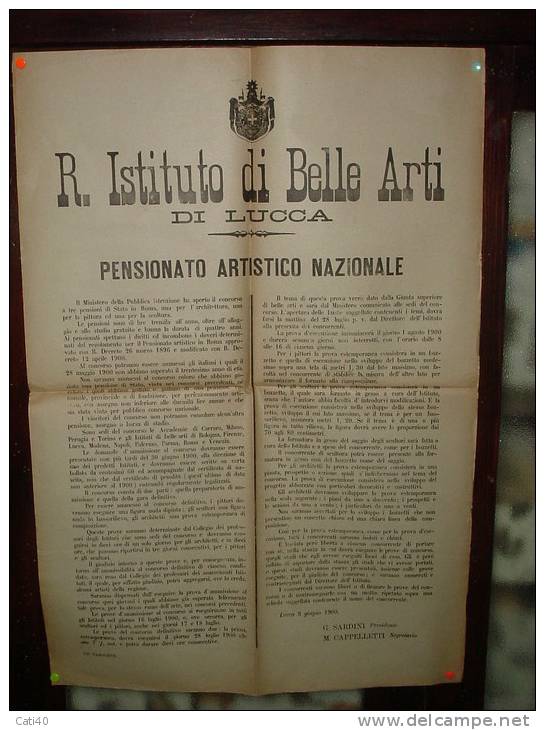 1900- MANIFESTO  LUCCA  R.ISTITUTO DI BELLE ARTI  PENSIONATO ARTISTICO NAZIONALE - Affiches