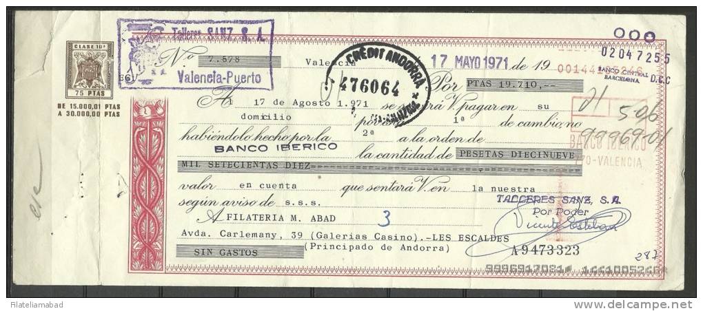 ESPAÑA - LETRA DE CAMBIO , BANCO IBERICO  17 DE MAYO    1.971 (S.G.F.) - Cambiali