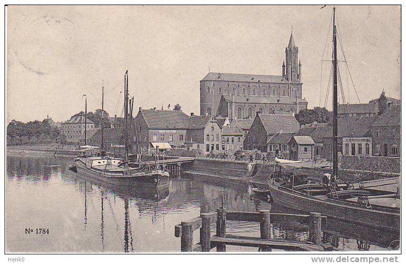 Wetteren Gezicht Op De Schelde En De Kerk Vanaf De Brug Met Schepen N112 - Wetteren