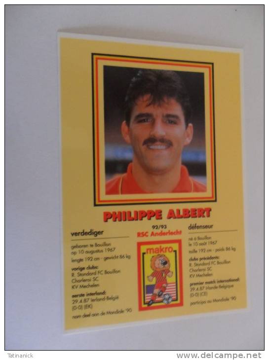 Philippe Albert 92/93 Rsc Anderlecht - Sportifs