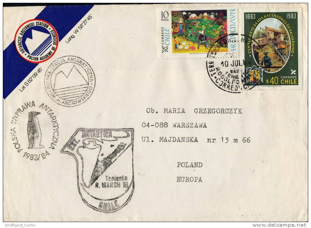 ANTARCTIC, POLEN, Expedition 1983/84, Base "Henryk ARCTOWSKI", Dienstbrief !! Chile TTE MARSH - Other & Unclassified