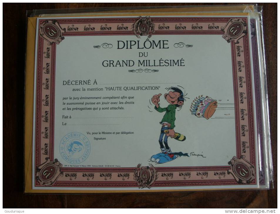 GASTON LAGAFFE  DIPLOME  PLUS GRAND MILLESIME  FRANQUIN - Gaston