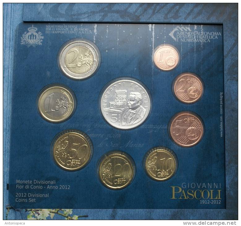 SAN MARINO 2012 - THE OFFICIAL COIN SET  2012 + 5 EURO SILVER COIN - San Marino