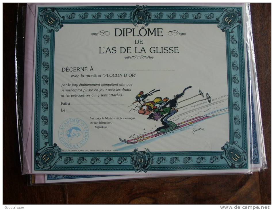 GASTON LAGAFFE  DIPLOME  L´AS DE LA GLISSE  FRANQUIN - Gaston