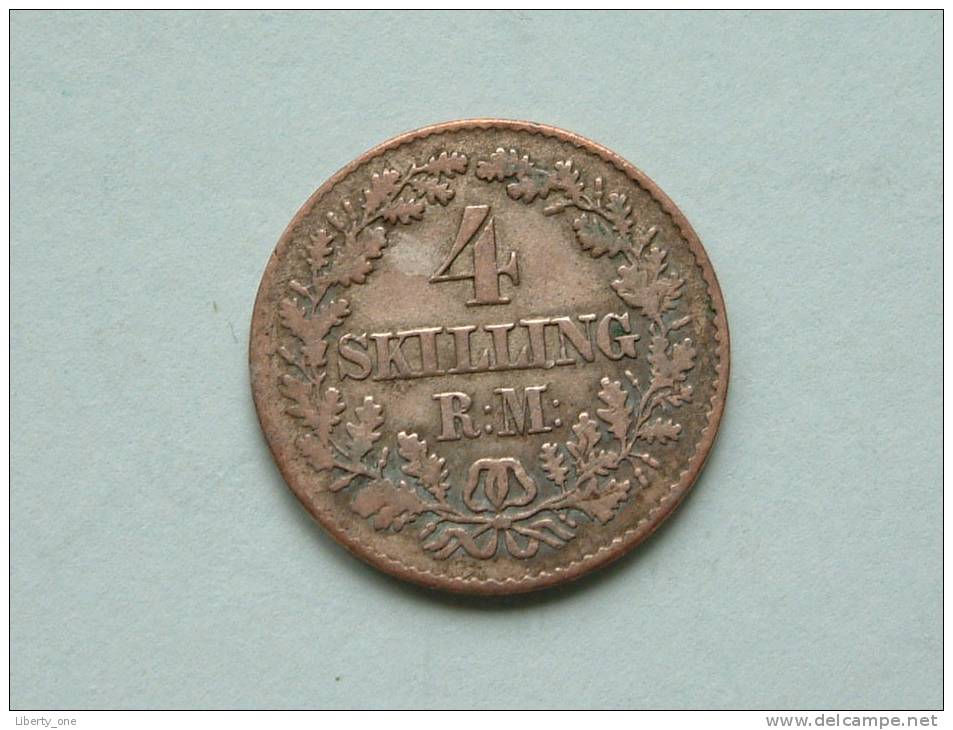 1856 - 4 SKILLING RM / KM 758.2 ( Uncleaned - For Grade, Please See Photo ) ! - Danemark