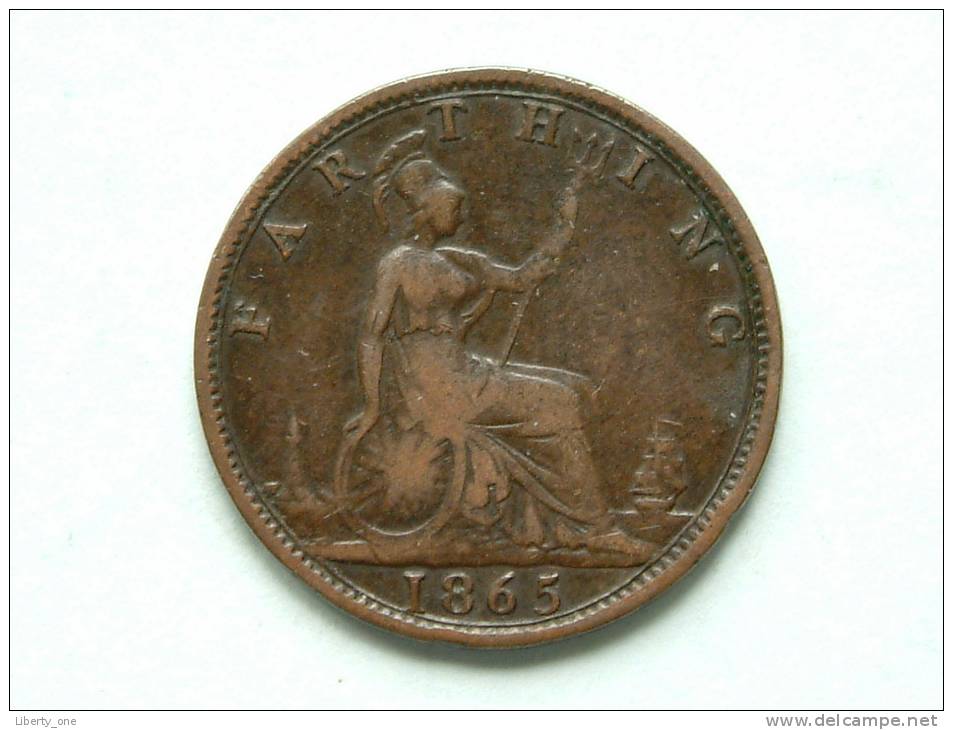 1865 - FARTHING / KM 747.2 ( Uncleaned - For Grade, Please See Photo ) ! - B. 1 Farthing